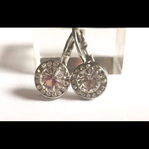 Silver Toned Cz Dangle Earrings